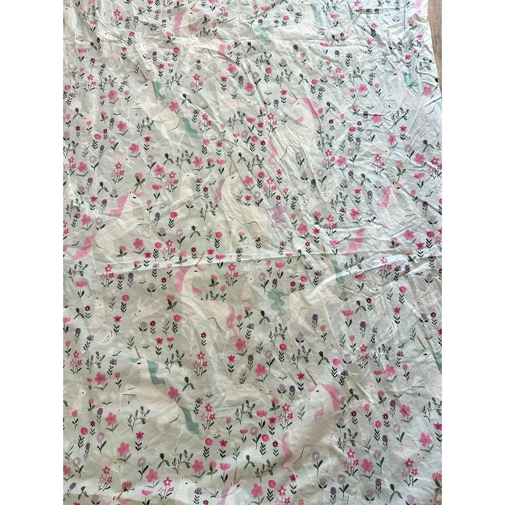 Pottery Barn Duvet Cover Mystical Unicorn Flowers Cotton 68x86